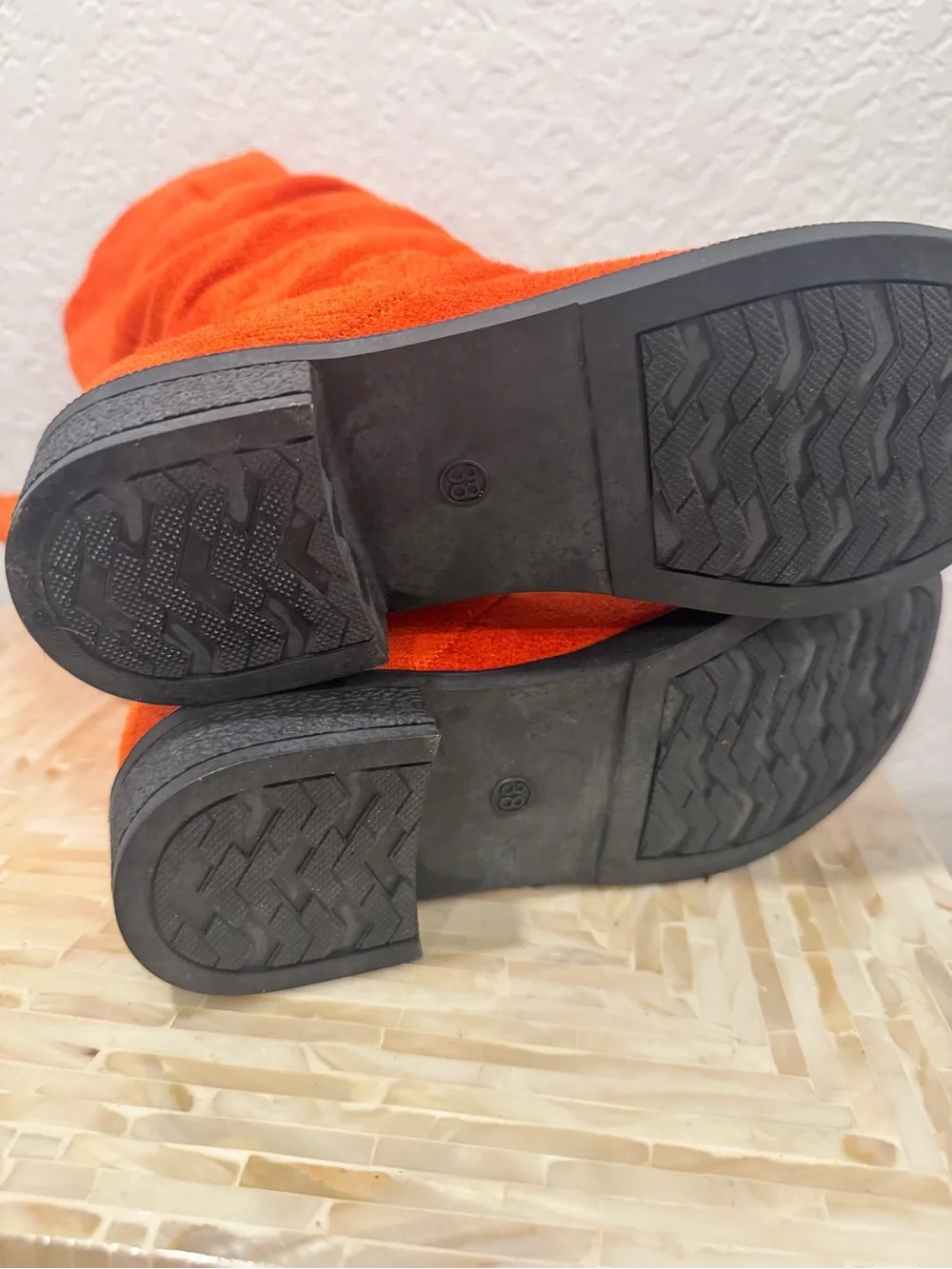 Women's Orange Suede Knee-High Boots